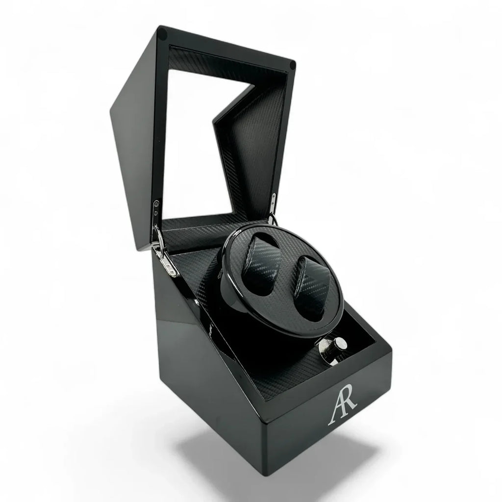 MACHER Black 2pcs automatic watch winder box (Carbon fiber guts) - Performance Driven Racing Timepieces - Richard mille, jacob&co homage Watches